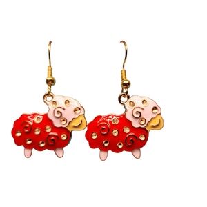 Red and White Sheep Earrings 280